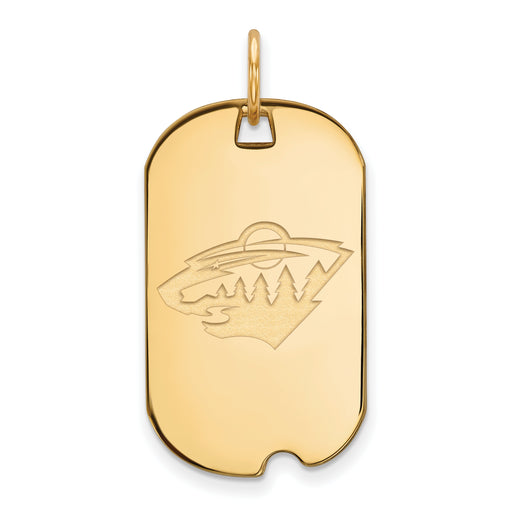 Sterling Silver Gold-plated NHL LogoArt Minnesota Wild Small Dog Tag Pendant