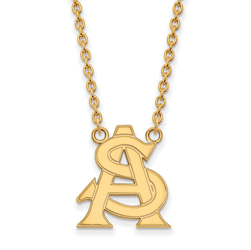 10ky Arizona State University Large Interlocking "AS" Pendant w/Necklace