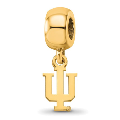 Sterling Silver Gold-plated LogoArt Indiana University I-U Extra Small Dangle Bead Charm