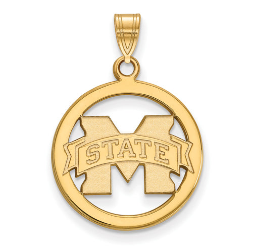 SS w/GP Mississippi State University Medium Pendant in Circle