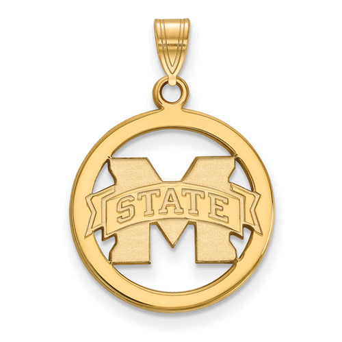 SS w/GP Mississippi State University Medium Pendant in Circle