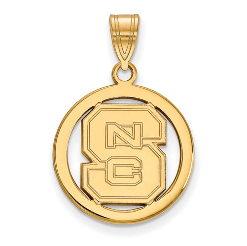 SS w/GP North Carolina State U Sm Pendant in Circle
