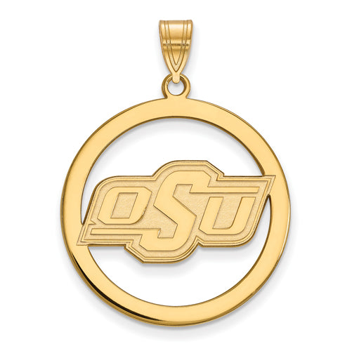 SS w/GP Oklahoma State University Large Pendant in Circle