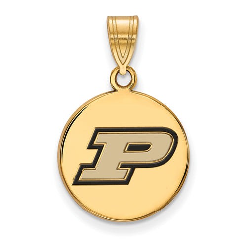 SS w/GP Purdue Medium Enamel Disc Pendant