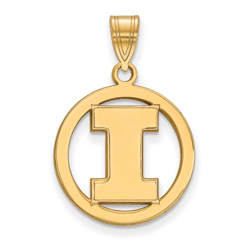 SS w/GP University of Illinois Med Pendant in Circle