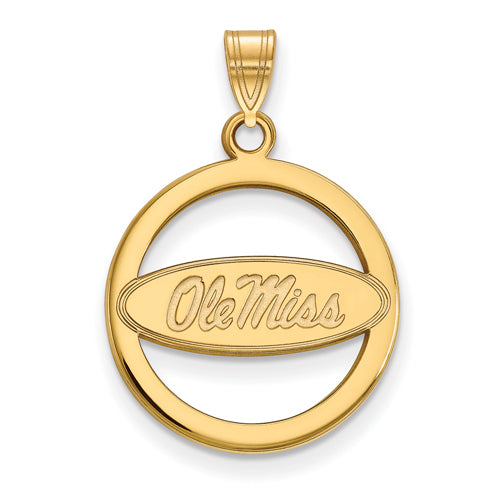 SS w/GP University  of Miss Medium Oval Ole Miss Pendant in Circle