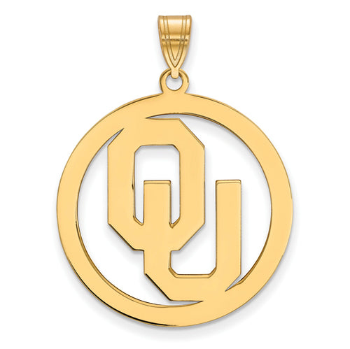 SS w/GP University of Oklahoma XL Pendant in Circle