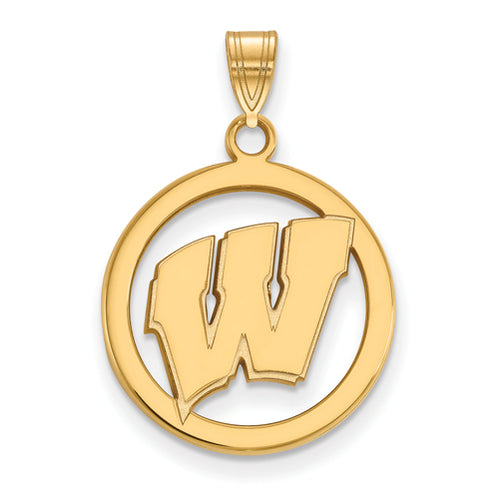 SS w/GP University of Wisconsin Medium Letter W Pendant in Circle