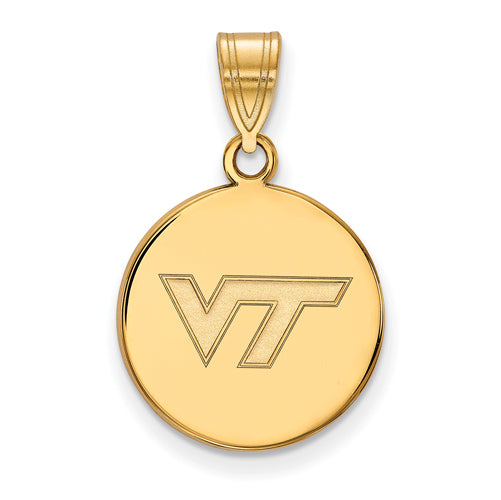 14ky Virginia Tech Medium VT Logo Disc Pendant