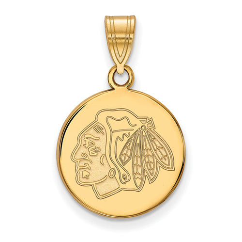 SS w/GP NHL Chicago Blackhawks Medium Disc Logo Pendant