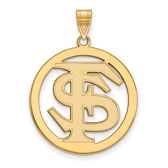 10k Gold Florida State University F-S Extra Large Circle Pendant