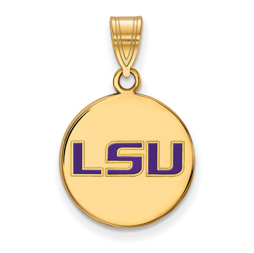 SS w/GP Louisiana State U Medium Enamel Disc Pendant