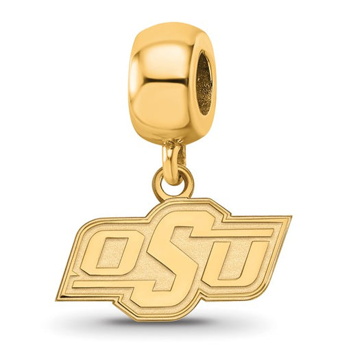 Sterling Silver Gold-plated LogoArt Oklahoma State University O-S-U Extra Small Dangle Bead Charm