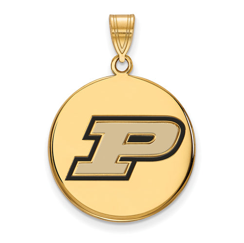 SS w/GP Purdue Large Enamel Disc Pendant
