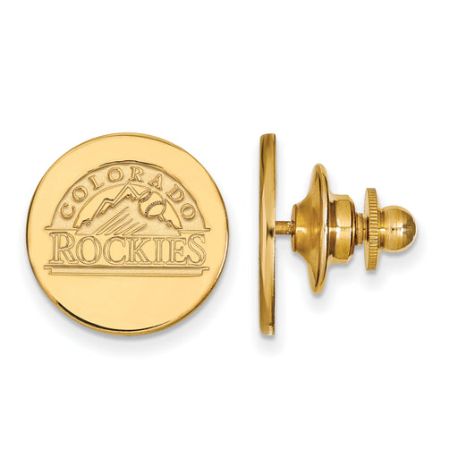 Sterling Silver Gold-plated MLB LogoArt Colorado Rockies Pin
