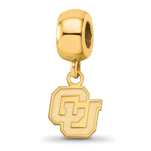 SS w/GP Univ of Colorado C-U Extra Small Dangle Bead Charm