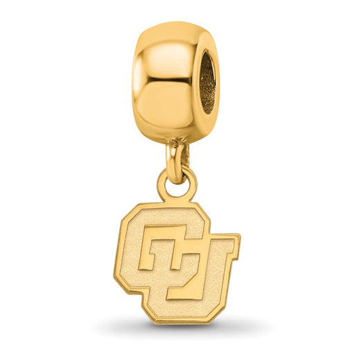 Sterling Silver Gold-plated LogoArt University of Colorado C-U Extra Small Dangle Bead Charm