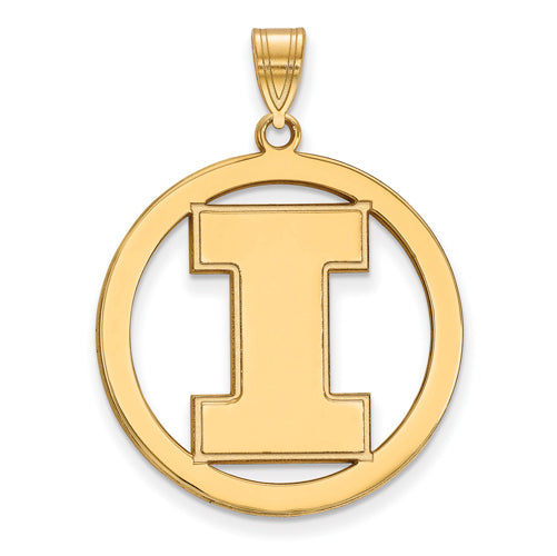 SS w/GP University of Illinois XL Pendant in Circle