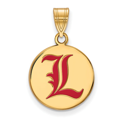 SS w/GP U of Louisville Medium Enamel Disc Pendant