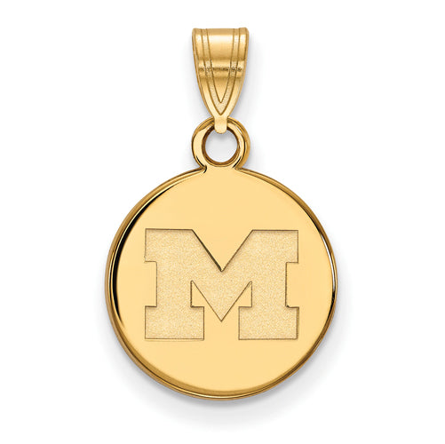 10ky University of Michigan Small Letter M Disc Pendant