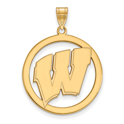 SS w/GP University of Wisconsin XL Letter W Pendant in Circle