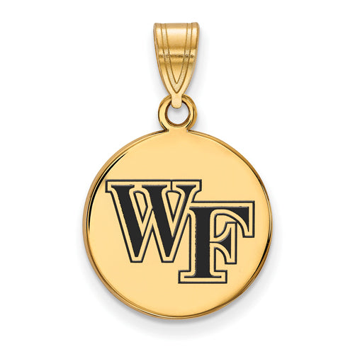 SS w/GP Wake Forest U Medium Enamel WF Disc Pendant