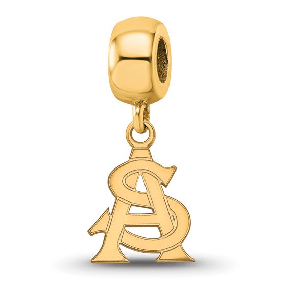 Sterling Silver Gold-plated LogoArt Arizona State University A-S Small Dangle Bead Charm