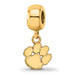 Sterling Silver Gold-plated LogoArt Clemson University Tiger Paw Extra Small Dangle Bead Charm