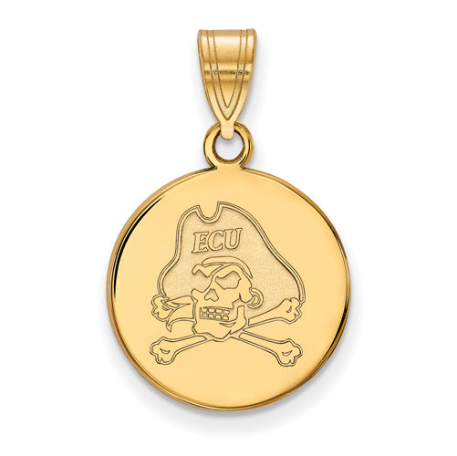 SS w/GP East Carolina University Medium Pirates Disc Pendant