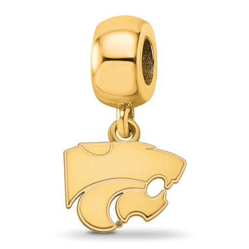 Sterling Silver Gold-plated LogoArt Kansas State University Wildcat Extra Small Dangle Bead Charm