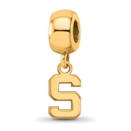 Sterling Silver Gold-plated LogoArt Michigan State University Letter S Extra Small Dangle Bead Charm