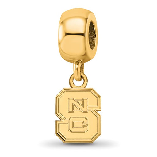 Sterling Silver Gold-plated LogoArt North Carolina State University N-C-S Extra Small Dangle Bead Charm