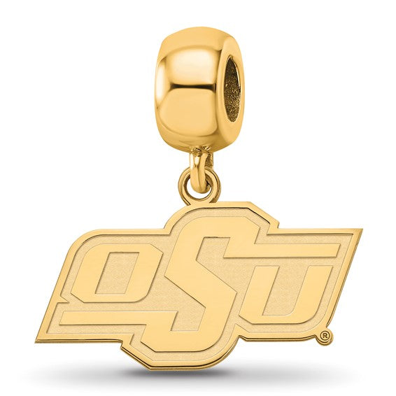 SS w/GP Oklahoma State University O-S-U Small Dangle Bead Charm