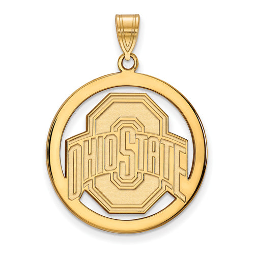 SS w/GP Ohio State U XL Buckeyes Logo Pendant in Circle