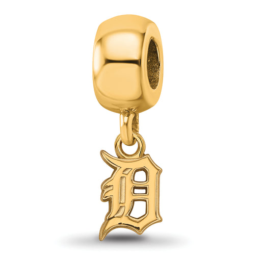 Sterling Silver Gold-plated MLB LogoArt Detroit Tigers Letter D Extra Small Dangle Bead
