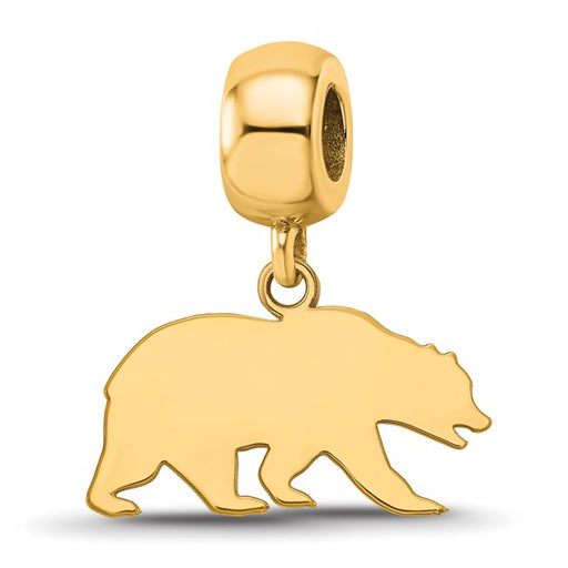 Sterling Silver Gold-plated LogoArt University of California Berkeley Bear Small Dangle Bead Charm