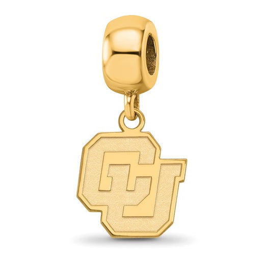Sterling Silver Gold-plated LogoArt University of Colorado C-U Small Dangle Bead Charm