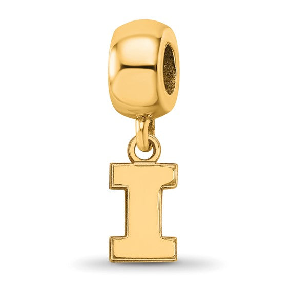 SS w/GP University of Illinois Letter I Extra Small Dangle Bead Charm