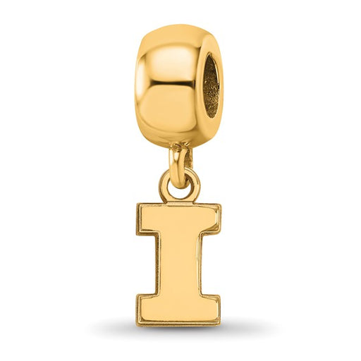Sterling Silver Gold-plated LogoArt University of Illinois Letter I Extra Small Dangle Bead Charm