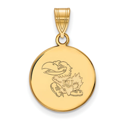 SS w/GP University of Kansas Medium Disc Pendant