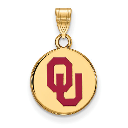 SS w/GP University of Oklahoma Small Enamel Disc Pendant