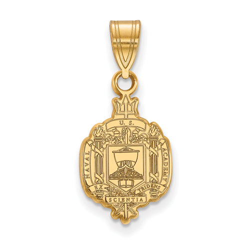 SS w/GP Navy Medium Crest Pendant