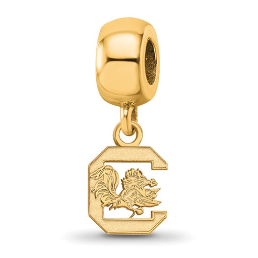Sterling Silver Gold-plated LogoArt University of South Carolina Extra Small Dangle Bead Charm