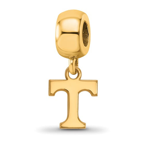 Sterling Silver Gold-plated LogoArt University of Tennessee Letter T Extra Small Dangle Bead Charm