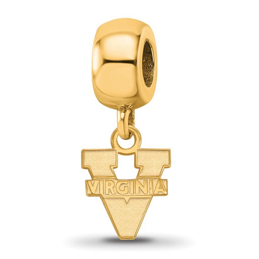 Sterling Silver Gold-plated LogoArt University of Virginia Extra Small Dangle Bead Charm
