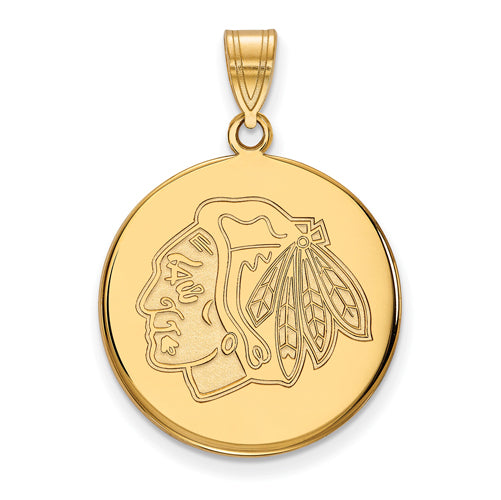 10ky NHL Chicago Blackhawks Large Disc Logo Pendant