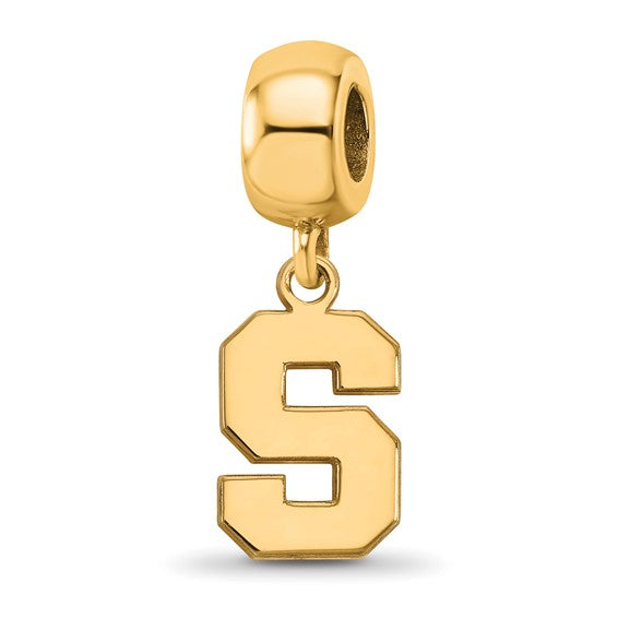 SS w/GP Mich State University Letter S Small Dangle Bead Charm