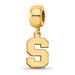 Sterling Silver Gold-plated LogoArt Michigan State University Letter S Small Dangle Bead Charm