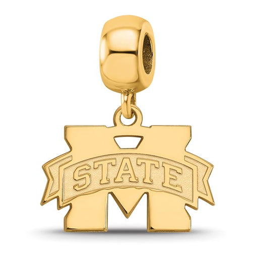Sterling Silver w/GP LogoArt Mississippi State University Small Dangle Bead