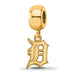 Sterling Silver Gold-plated MLB LogoArt Detroit Tigers Letter D Small Dangle Bead
